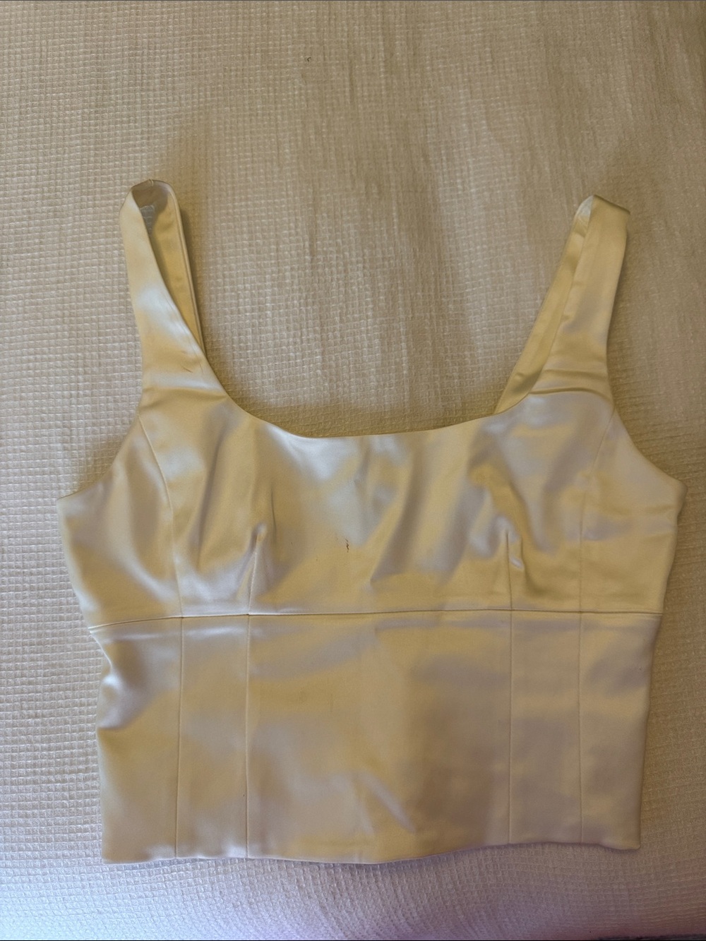 Cream Satin Crop Top Tank - Wilfred